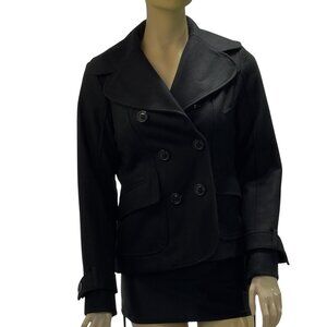 Guess Women's Black Double-Breasted Peacoat Wool Blend Size S